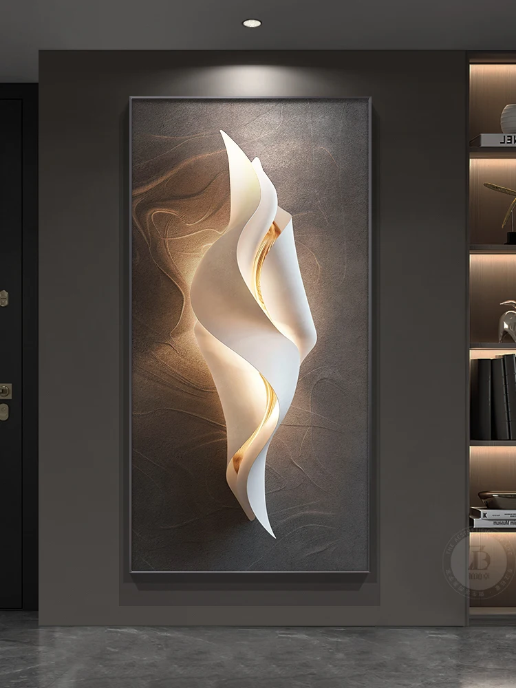 Modern Creative Abstract Mural Lighting Remote Dimming LED Wall Lamp Bedroom Study Living Room Entrance Staircase Wall Decoratio