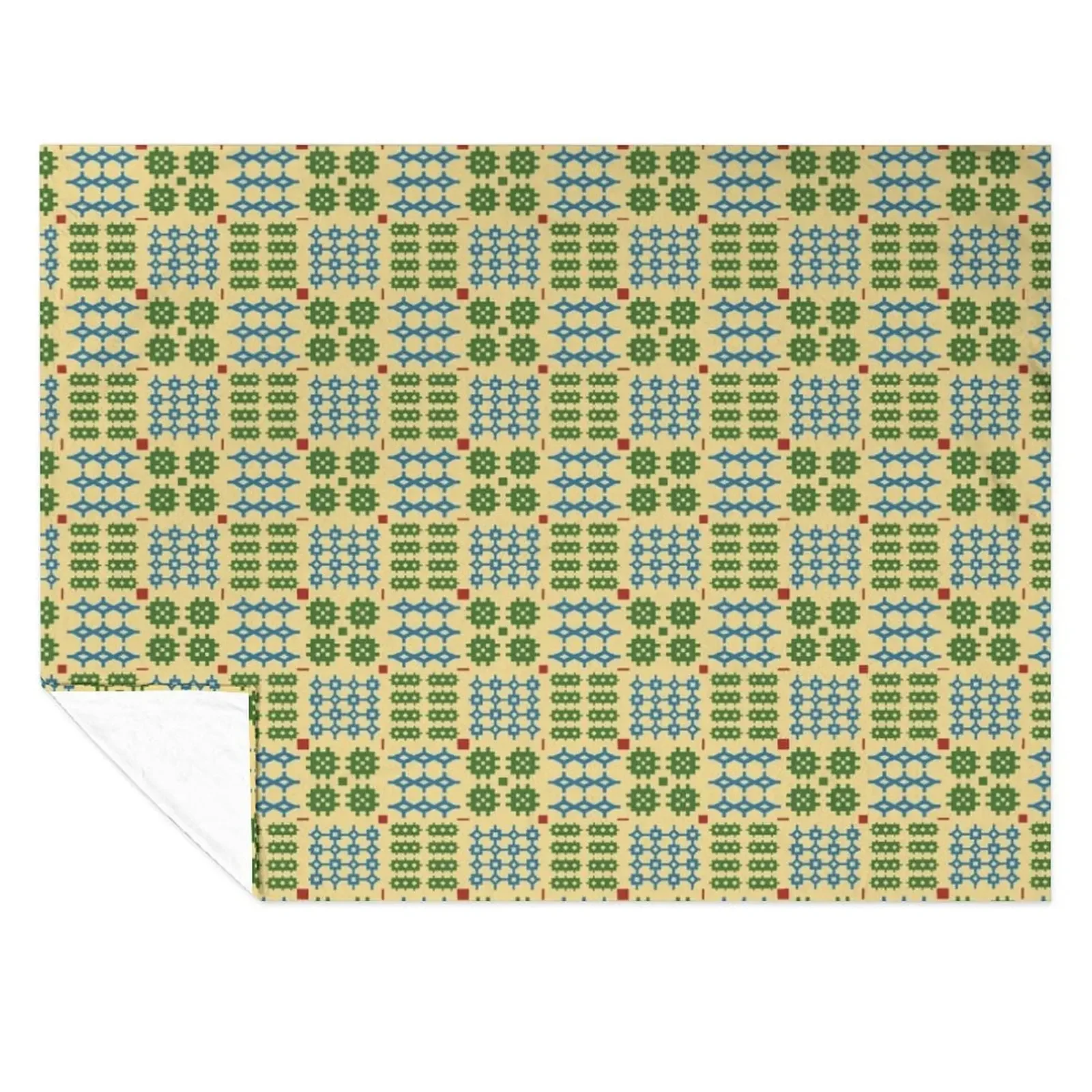

Welsh Tapestry Pattern, Carthen Cymraeg, Cymreig (green and blue) Throw Blanket Flannel Hair Decorative Sofa Blankets