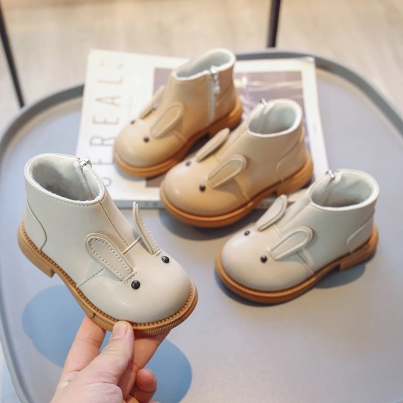 

Fashion Girls Boot2025Winter New Cotton Child Flat Boot Hot Selling Soft Bottom Comforta Versatile Cute Rabbit Women Snow Boot