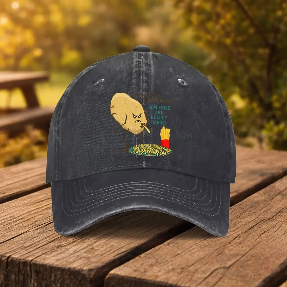 French Fries Truth Print Baseball Cap, Unisex Fashion Duckbill Cap, Suitable for Outdoor Sports, Fitness, Travel, and Outings, M