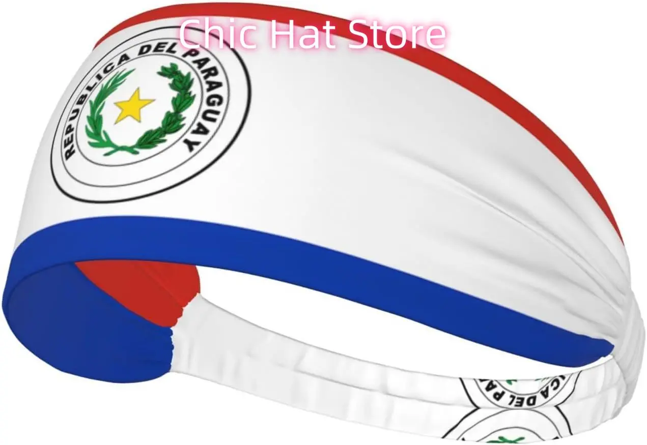 

Flag of Paraguay Elastic Exercise Headband, Fitness Exercise Yoga Cycling Headband, Outdoor Sports Elastic Sweat-Absorbing Headb