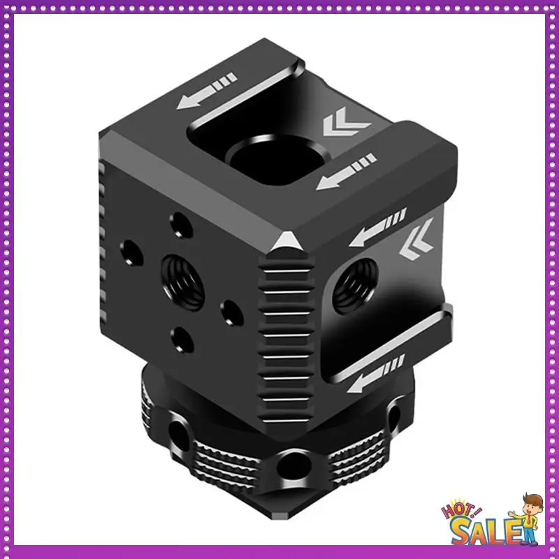 AA87 Adaptor Dudukan Triple Hot Shoe 1/4 Lubang Arri Hot Shoe Monitor Dasar Mikrofon Dudukan Braket Lampu Isi untuk Sangkar Kamera SLR