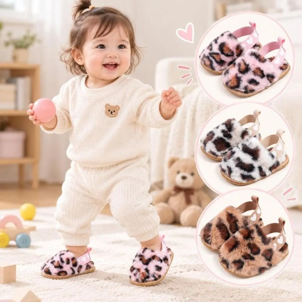 Fashion Leopard Baby Slippers Non-slip Sole Infant Crib Shoes Soft Sole Walking Shoes For Toddler
