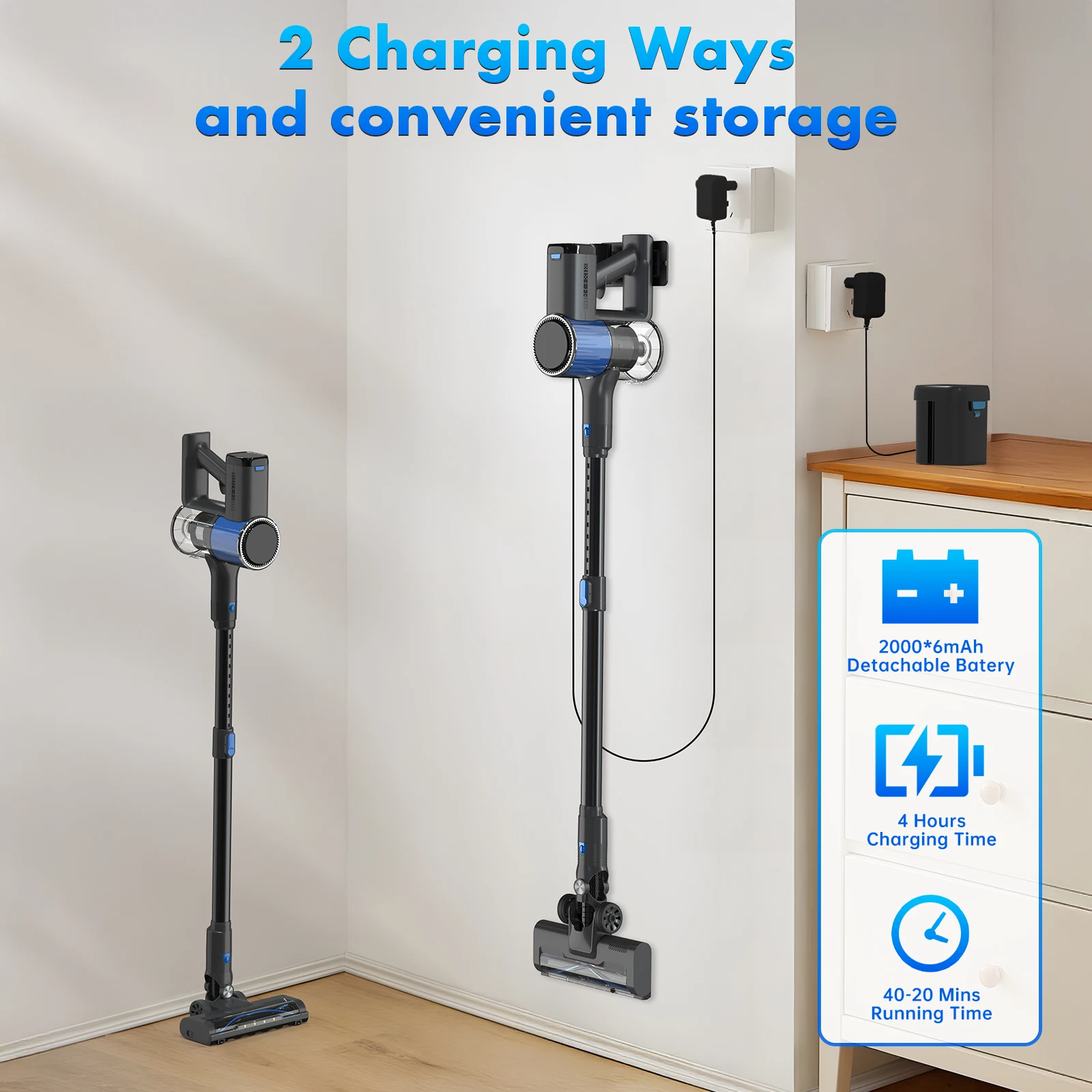 OMESER V10 Cordless Handheld Vacuum Cleaner,30000PA,Touch Screen,Smart Dust Sensor,Auto Speed Control for Home Bed Carpet Clean