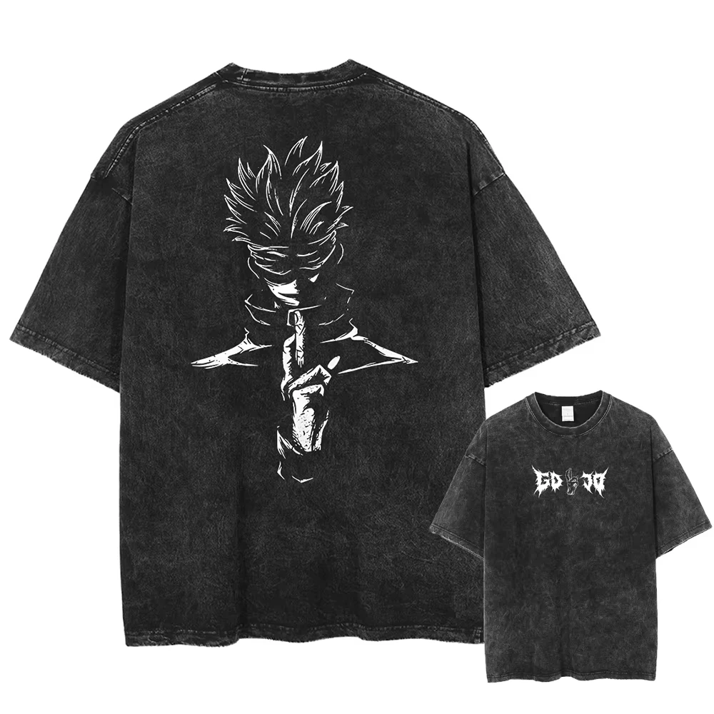 

Vintage ‌‌‌Gojo Satoru Anime Jujutsu Kaisen T Shirt Washed Men Women Cotton Harajuku Casual Tops Tees Streetwear Classic Hip Hop