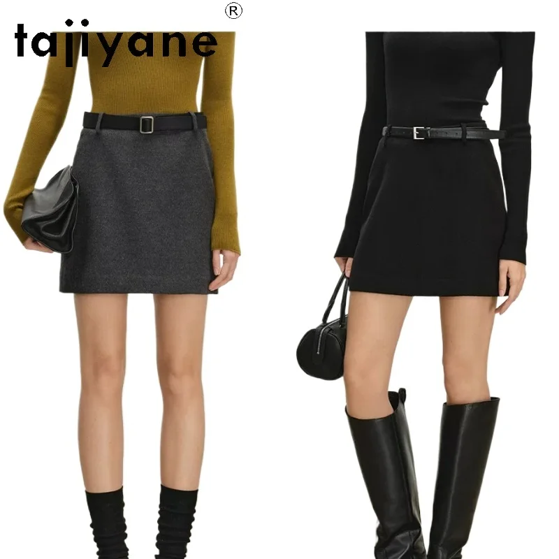 

Tajiyane 100% Mulberry Silk Women Micro A Line Short Skirt Soft Velvet Silk Cashmere Woolen Minimalist Versatile Slim Skirtшорты