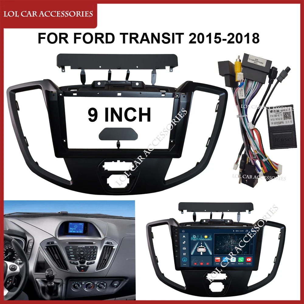 

9-дюймовый автомобильный радиоприемник для Ford Transit 2015-2018, Android MP5-плеер, стереокорпус, рамка 2 Din, головное устройство, лицевая панель, крышка