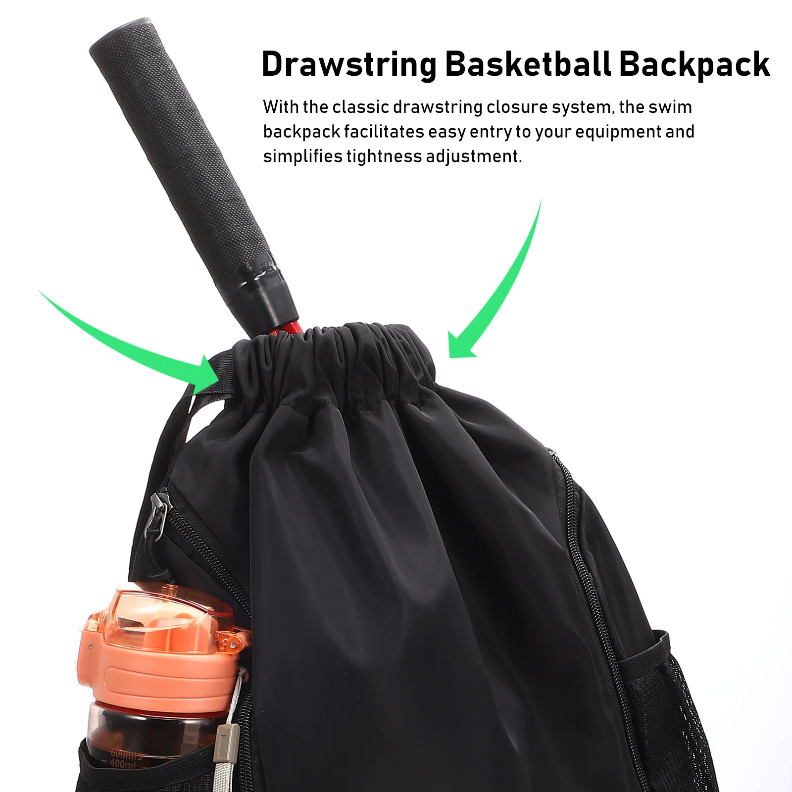 Gym Backpack Sports Bag Drawstring Pouch with Shoe Compartment Lightweight Versatile Fitness Bag for Training and Adventures