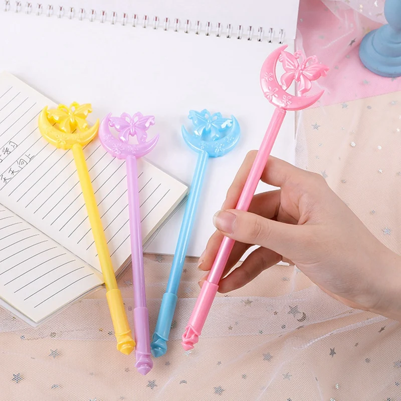 قلم جل قمر على شكل فراشة للفتيات ، قلم كرتون ، حبر أسود ، لوازم حفلات مدرسية ومستلزمات دراسية ، رقم 12: