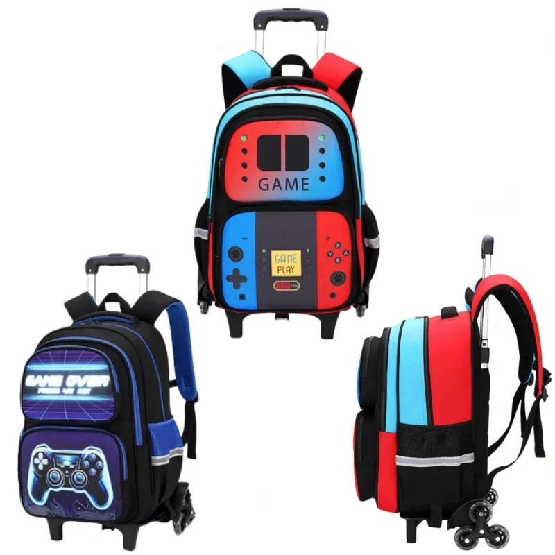

New Game Console Trolley School Bag Stylish Cartoon Student Backpack Large-capacity Dual-use Climbable Stairs Light Boys Gifts