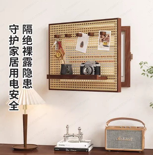 New Meter Box Decorative Painting, Rattan Retro Wind Blocking Internet Celebrity Switch Rack