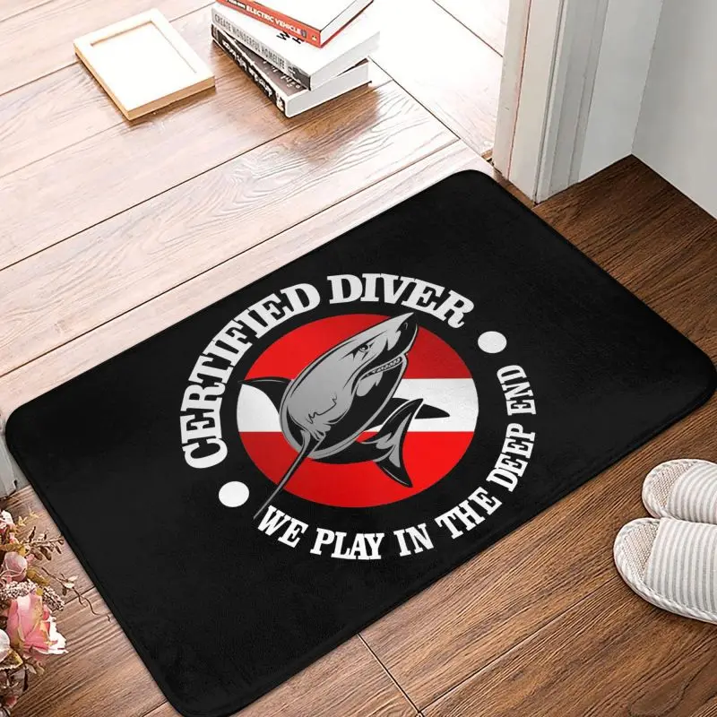 Custom Shark Certified Diver Doormat Anti-Slip Bath Kitchen Mat Garden Garage Door Floor Entrance Carpet Rug
