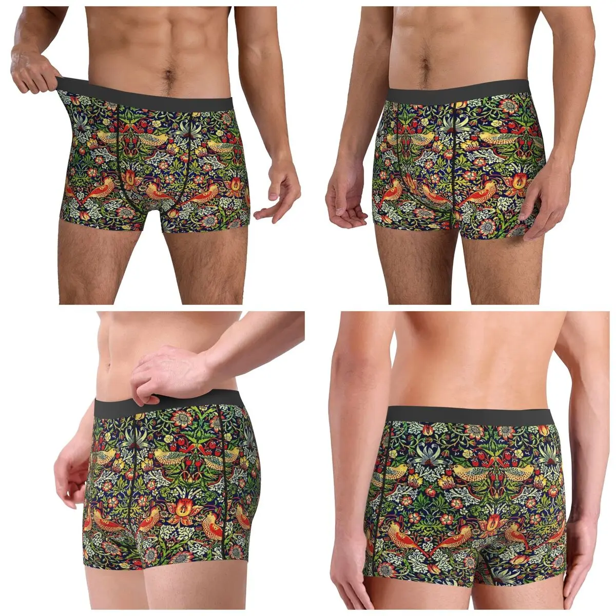 Boxer Underpants Shorts Strawberry Thief - William Morris Panties Men Comfortable Underwear for Homme Man Boyfriend Gifts