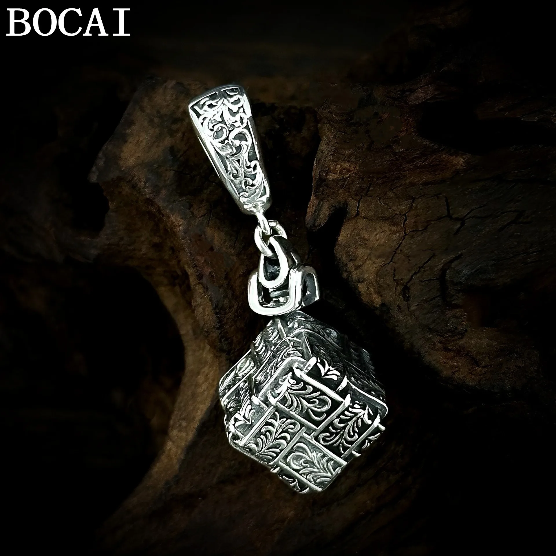 

BOCAI New S925 Silver Jewelry Vintage Niche Tang Grass Dice Pendant Selected Gifts For Men And Women
