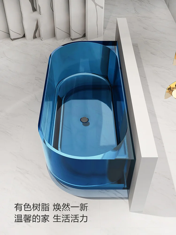 Skirt edge against the wall clear resin bathtub Home freestanding small apartment hotel B&B Crystal bathtub