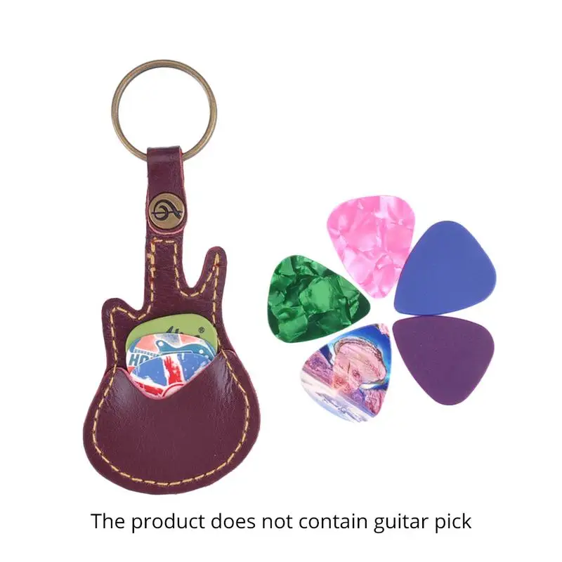 PU Leather Key Chain Guitar Picks Holder Keychain Plectrums Bag Case Supplies String Instrument Accessories