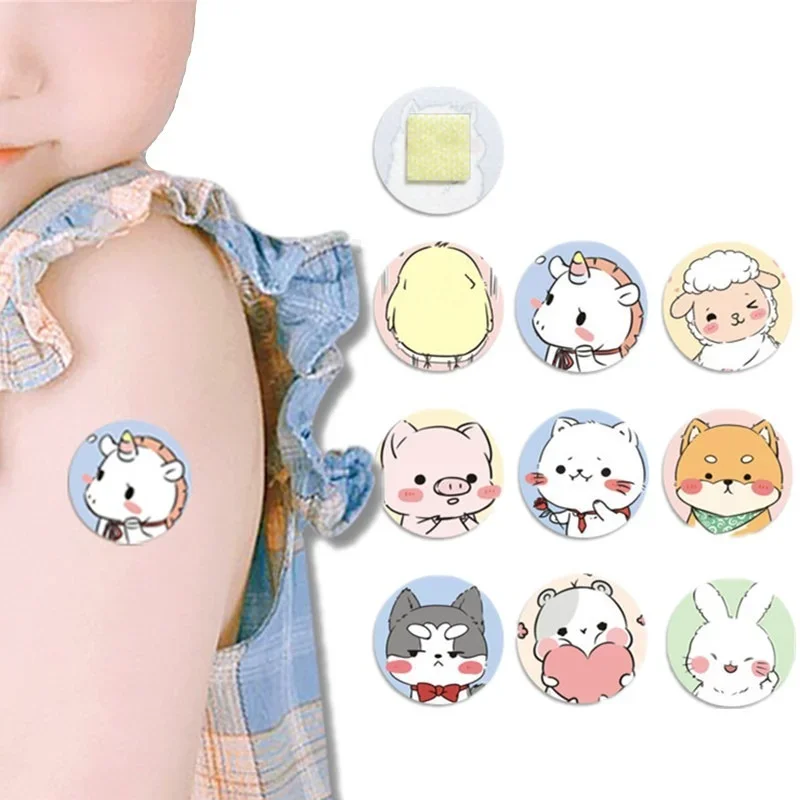 120Pcs Waterproof Band Aid Round Sticker Adhesive Plaster Bandages Cartoon Patterned Mini Pinhole Wound Patch Tape for Children