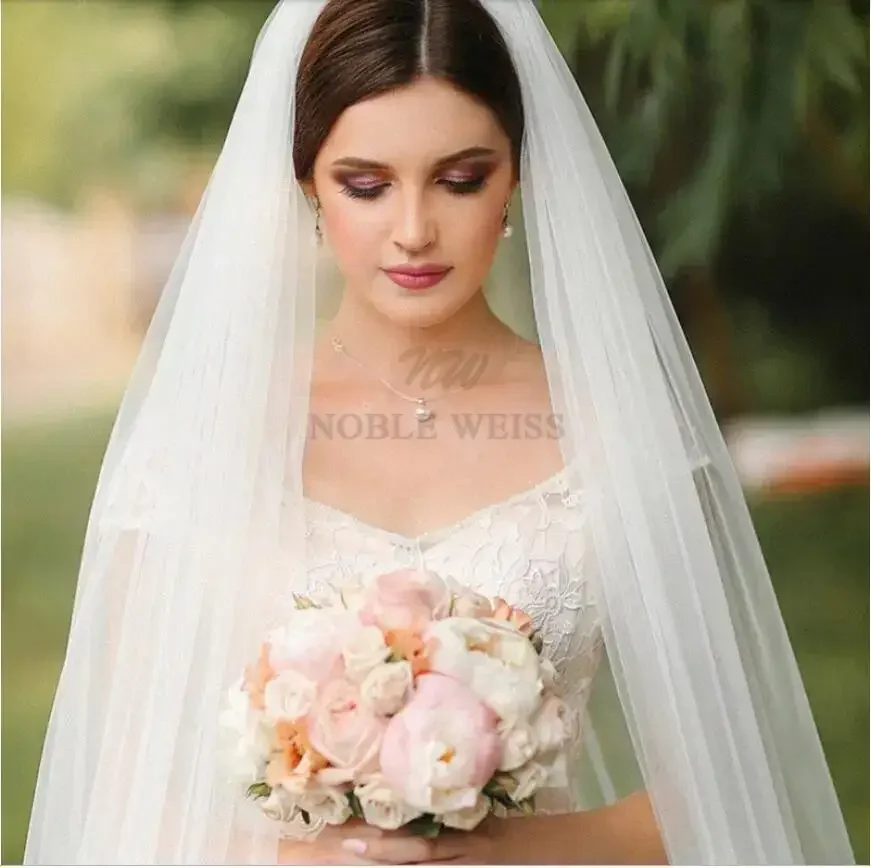 Velo da sposa a uno strato 3M di larghezza Veli da sposa lunghi in tulle con pettine Veli da sposa Accessori da sposa Lunghezza 2 metri Personalizzato