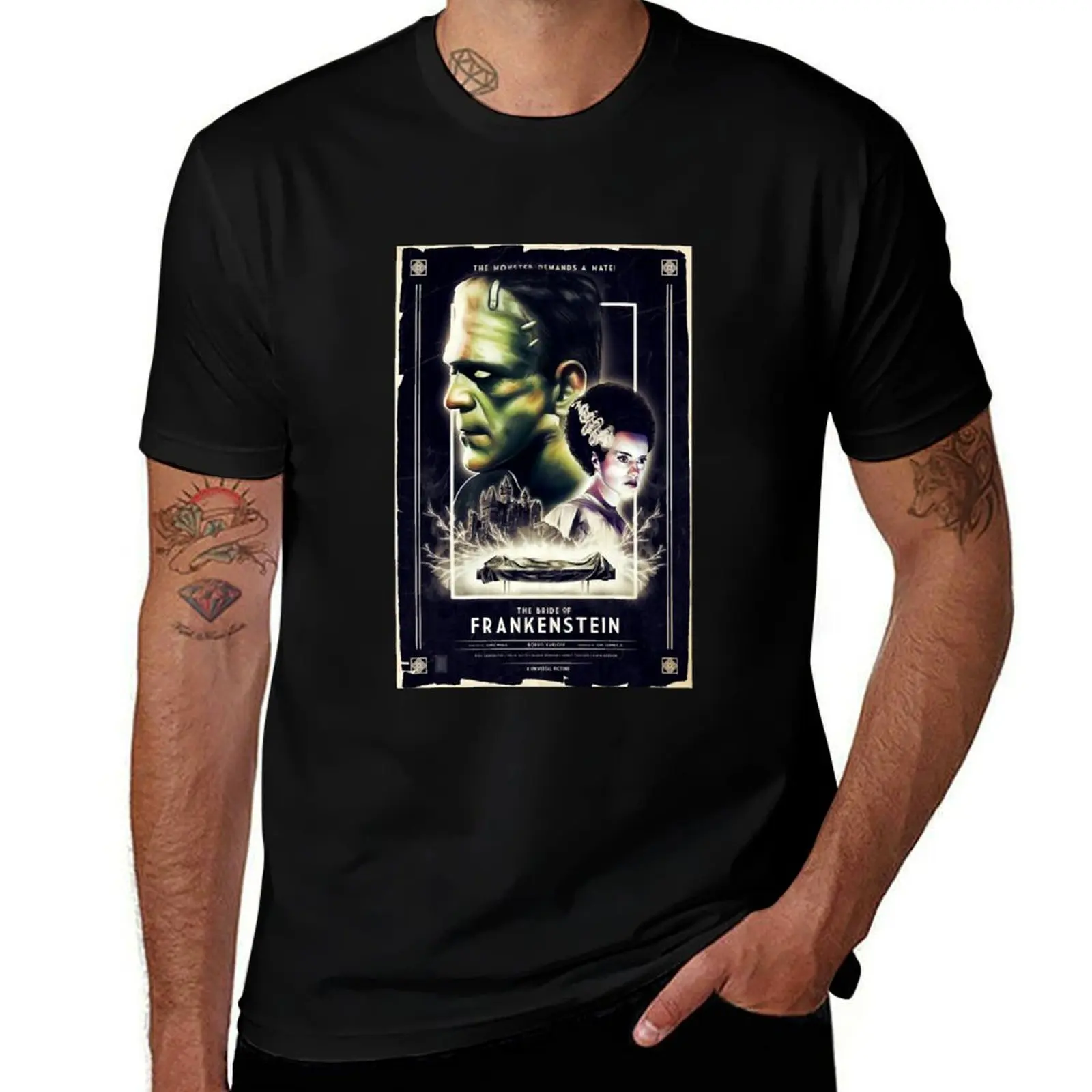

frankenstein and his bride T-Shirt man t shirt luxury t shirts for man cotton soft