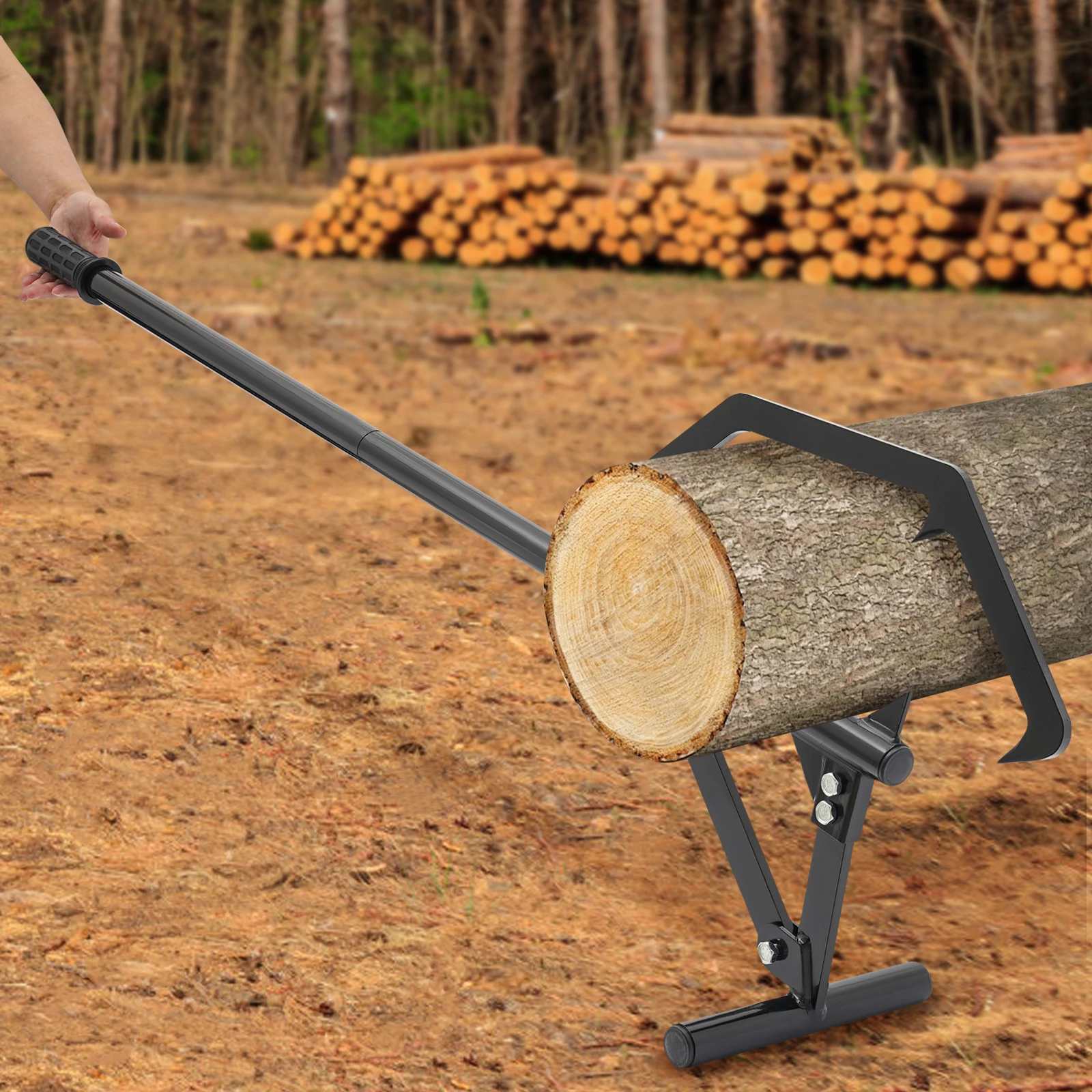Holzheber 51 Zoll, rostbeständig, verstellbarer Holzroller mit Haken, mühelose Reinigung, Holzhebewerkzeuge zum Anheben von Holz – Detail 7