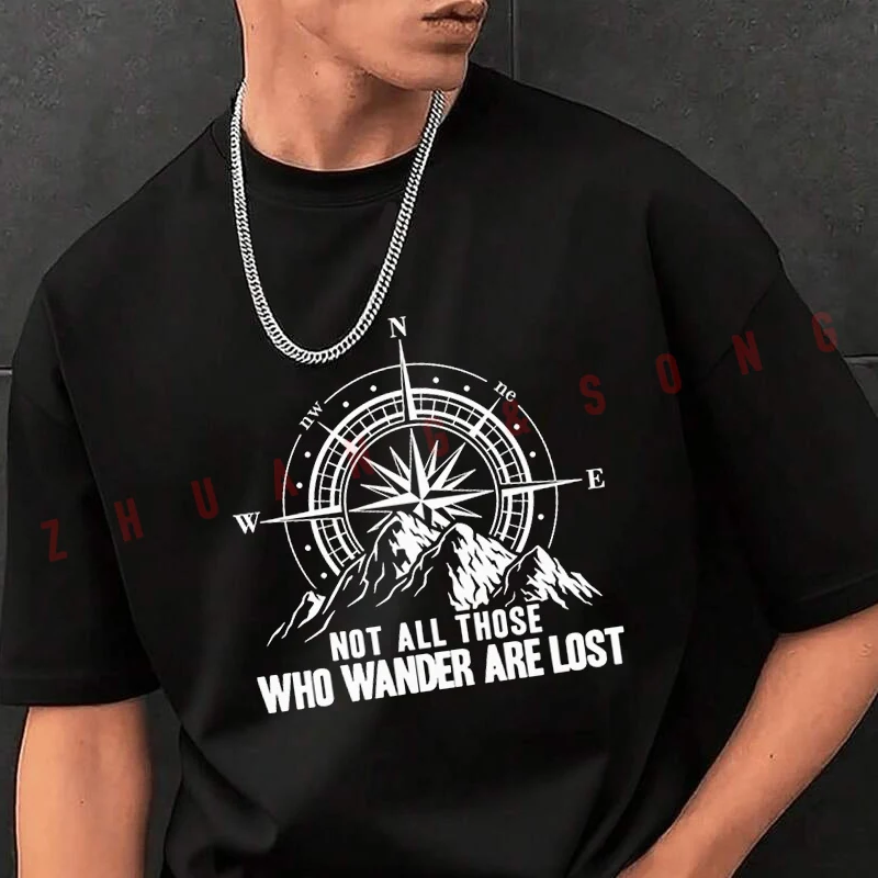 

Мужская модная футболка Not All Those Who Hiking, повседневные стильные футболки для лета, удобные топы с короткими рукавами