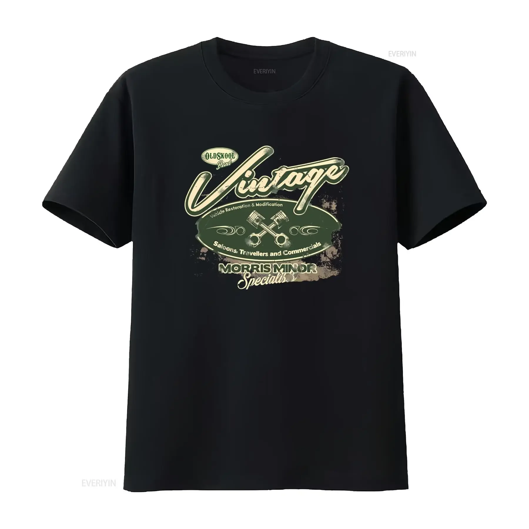 Morris Minor Oldskool Vintage T Shirt Retro Distressed Design with Vehicle Restoration Modification Theme for Travellers