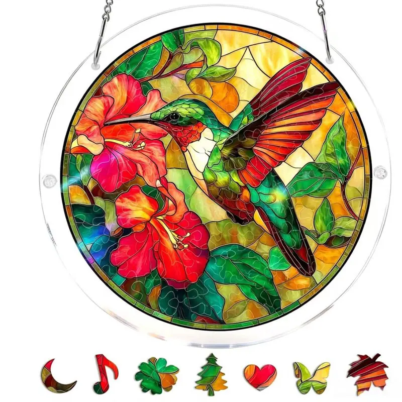 Personalized Customized Round Puzzle Pendant Home Garden Window HangingDecoration Sunlight Projection Pattern Holiday Decoration