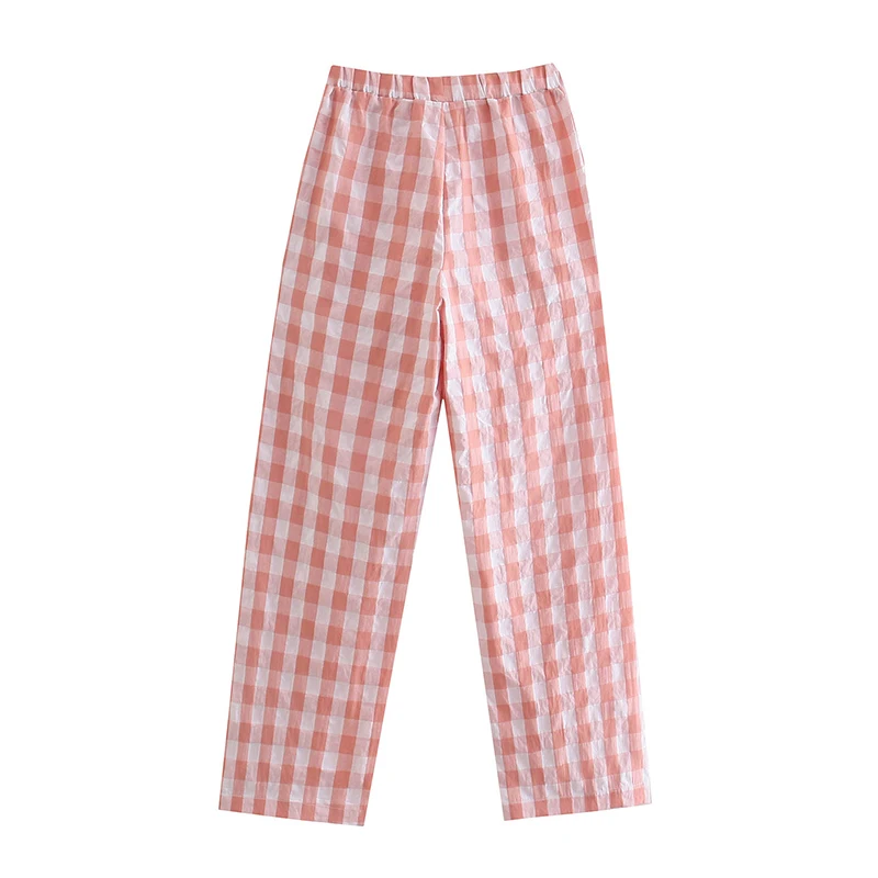 SIYANG Women Fashion Plaid Pants Female Elastic Waist Pants Ladies Casual Trousers