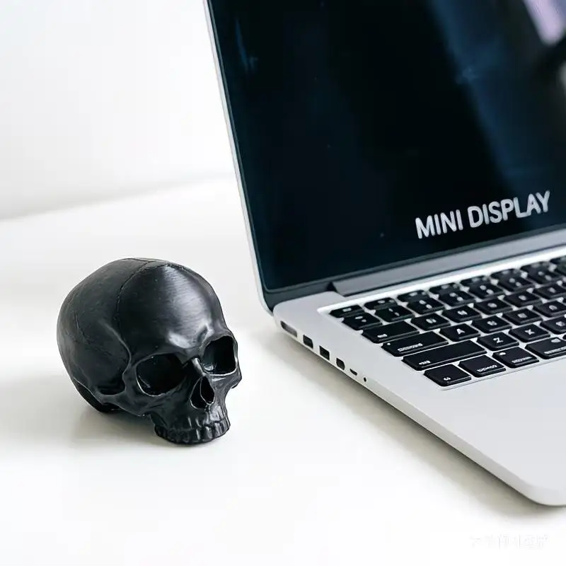 Skull Head Monitor Decoration, Gothic Style Desktop Ornament, Gaming Room Ambiance PC Accessory, Desktop Decor