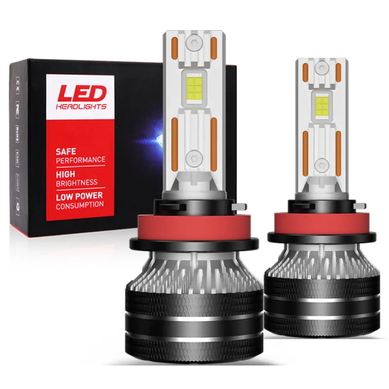 Q5 Double Tube de cuivre phare LED H11 Super lumineux voiture Laser phare H7 ampoule Modification H4 loin et phare