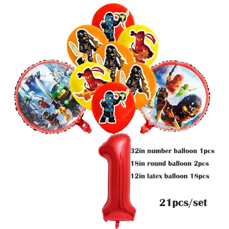 AgreYOU-Ballons de dessin animé Ninja pour garçons, décorations de fête d'anniversaire, assiettes standard, fond de poulet britannique, fournitures de fête pour enfants