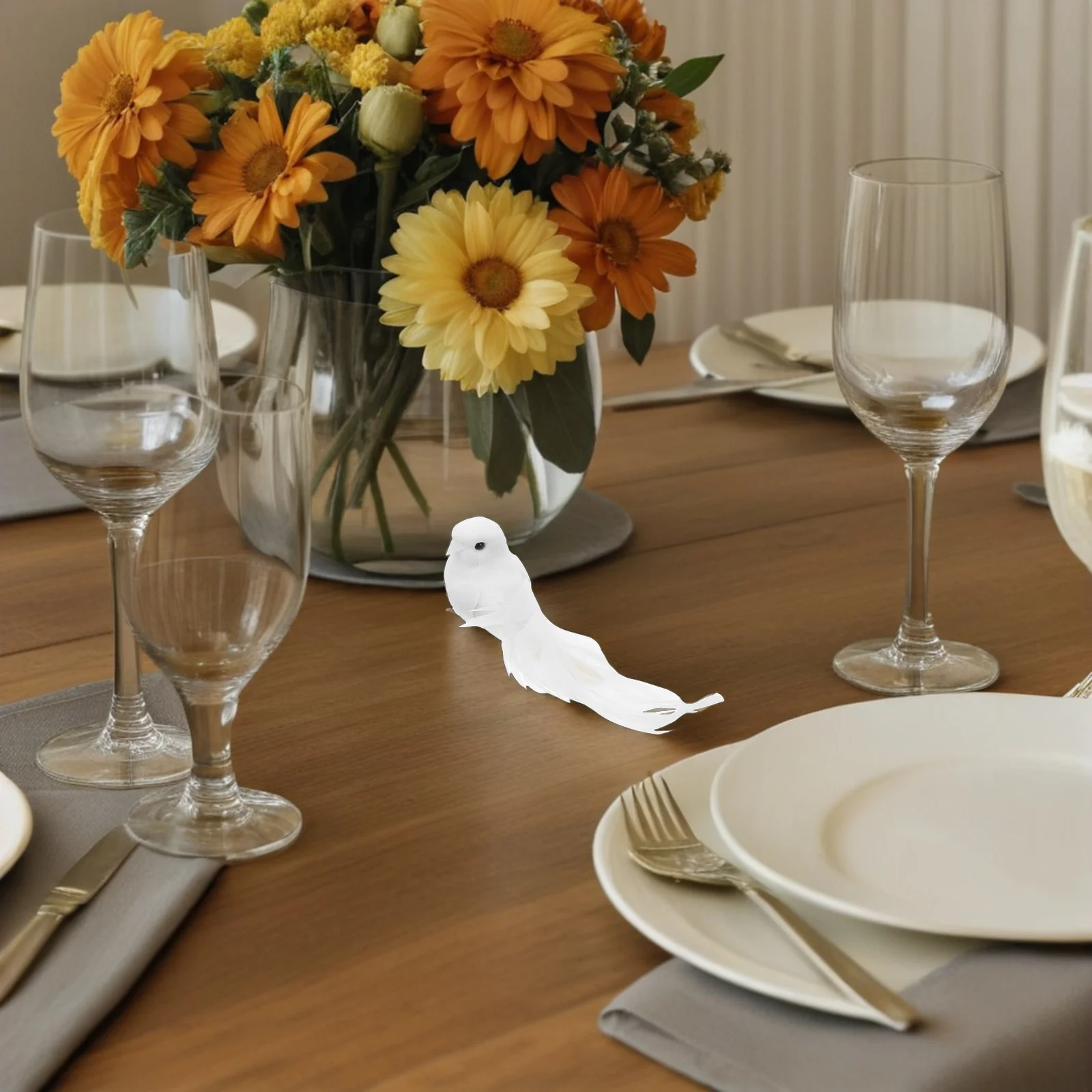 

6 Pcs Dove Pictures Wall Decor Bird Miniature Doves for Crafts White Artificial Pigeons