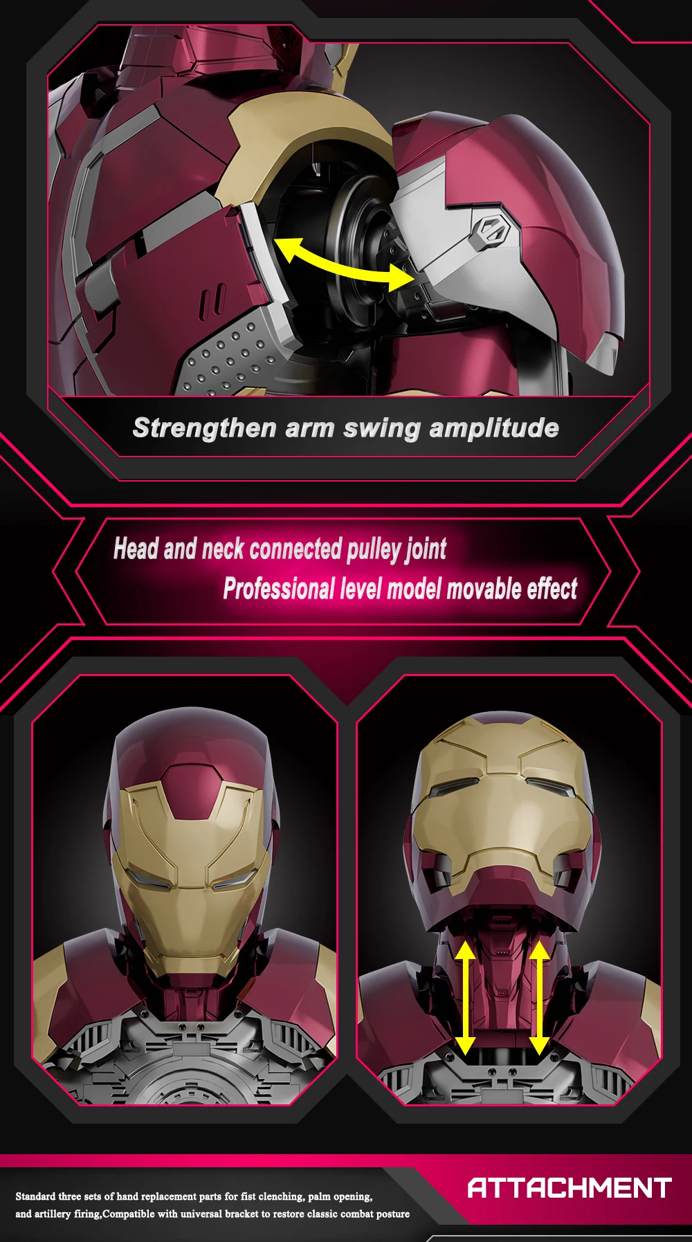 Fondjoy Anime Figure Iron Man MK46 Model Kit 1/12 Infinity Saga Ironman Mark 45 Mark 46 Assembly ABS Joint Movable Kids Toy Gift