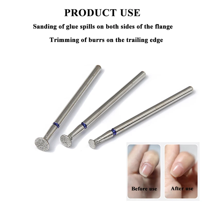 3 قطعة/المجموعة الماس مسمار مثقاب الخشب إهاب نظيفة مانيكير لقمة ثقب هلام تجاوز إزالة نتوءات دوارة بت مانيكير باديكير أدوات #3