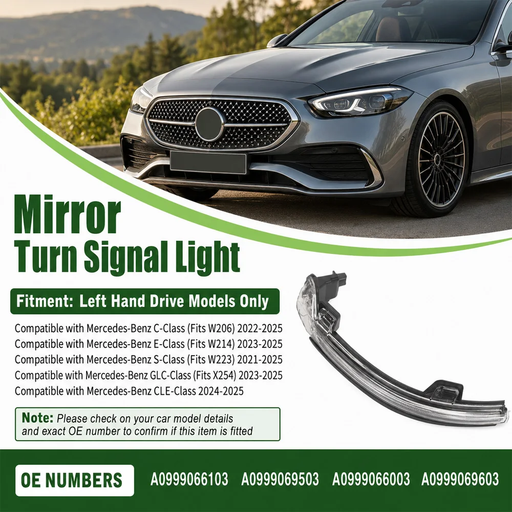 For Mercedes-Benz W206 W214 W223 X254 2023 2024 2025 Rearview Mirror Turn Signal Light A0999066103 A0999066003 A0999069503