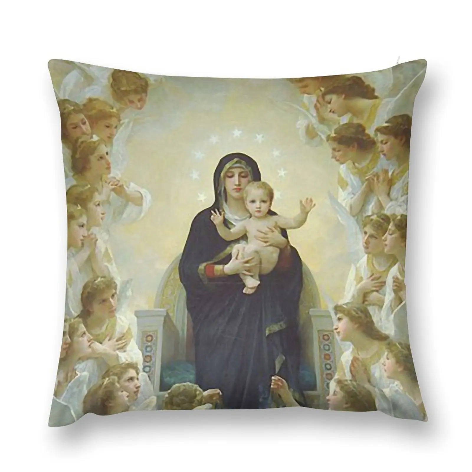 

Our Lady Virgin Mary and Angels Throw Pillow Couch Pillows home decor items Sofa Cushions Covers Luxury Pillow Cover pillow