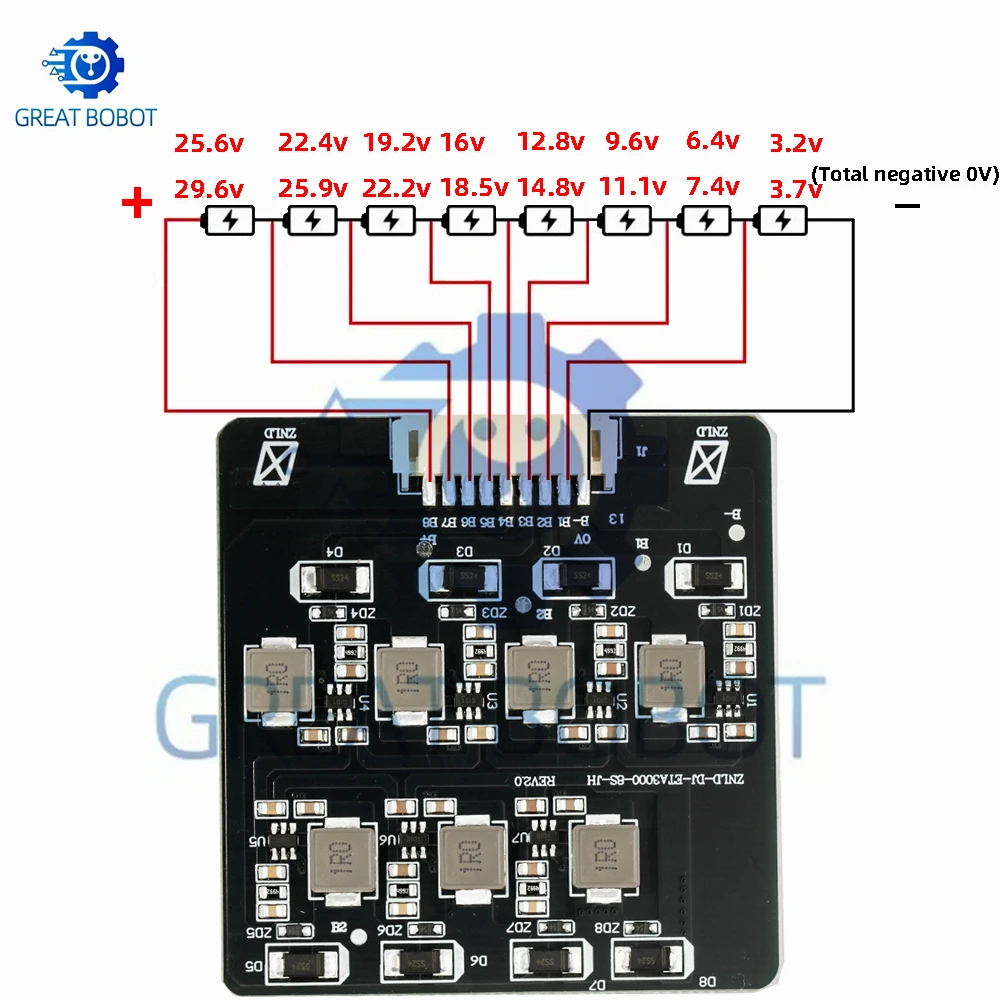 BMS 2S-8S 1.2A Active Balance Board Equalizer for Lifepo4 LTO Lithium Battery Energy Transfer Board Compatible 3S 4S 5S 6S 7S 8S view 5