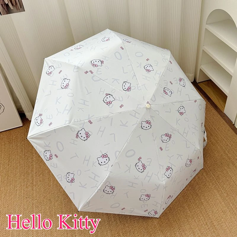 Hello Kitty two-dimensional animation peripheral kawaii rain or shine student summer anti-UV portable folding vinyl umbrella