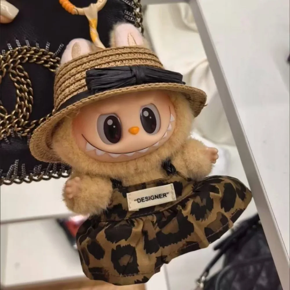 Acessórios de roupas de boneca para bonecas labubu de 17cm, pijama adorável com máscara para os olhos, brinquedo de algodão de pelúcia para estrela da coreia kpop exo