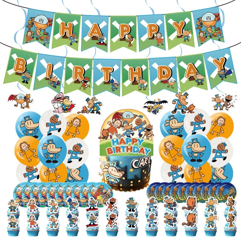 Dog Man Christmas Party Decoration Garland Arch Kit Cartoon Petey the Cat Puppy Chief Banners Cake Topper Xmas Birthday Ornament