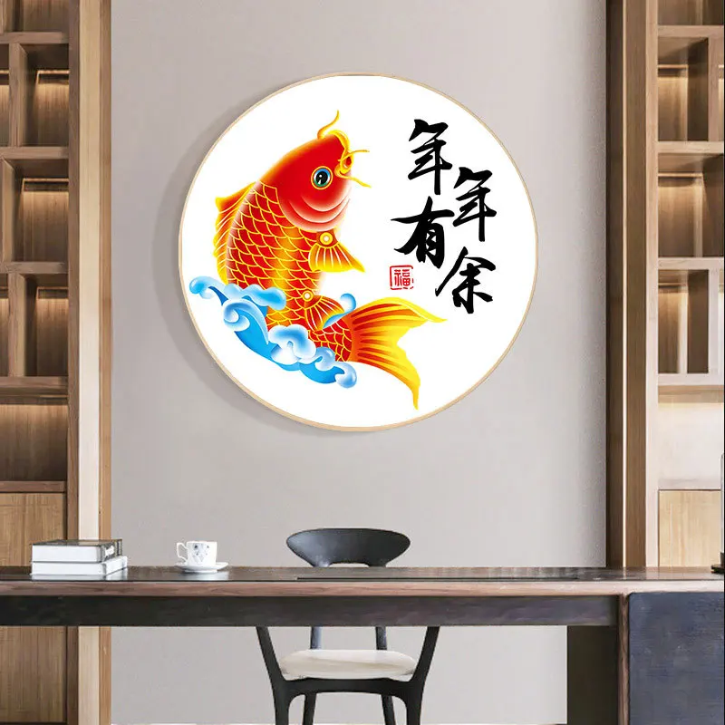 5D Full Drill Diamond Painting The New Chinese Style Surplus Every Year Round Shape Rich and Noble Koi Auspicious Hanging Pictur