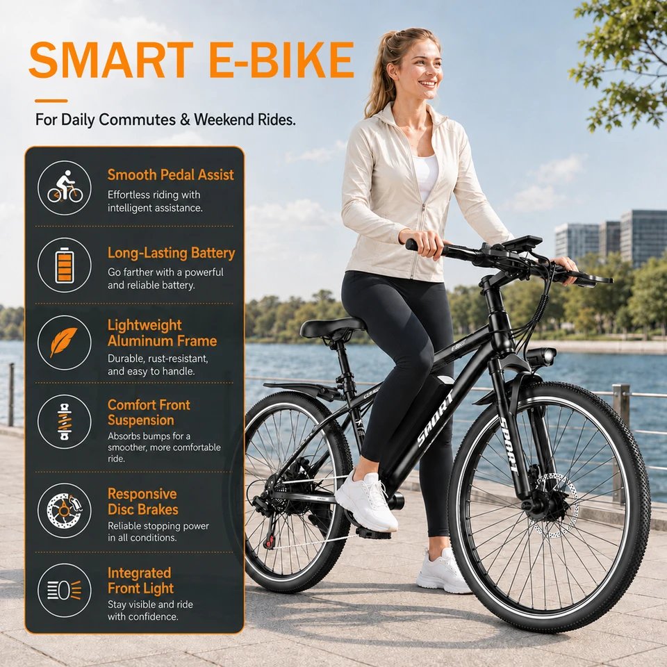 ASKGO Electric Bike for Adults, 26" Electric Mountain Bike, 1500W Peak Ebike, 48V 10.4Ah Removable Battery, 65 Miles,25MPH 48V 10.4Ah,UL2849 image 7