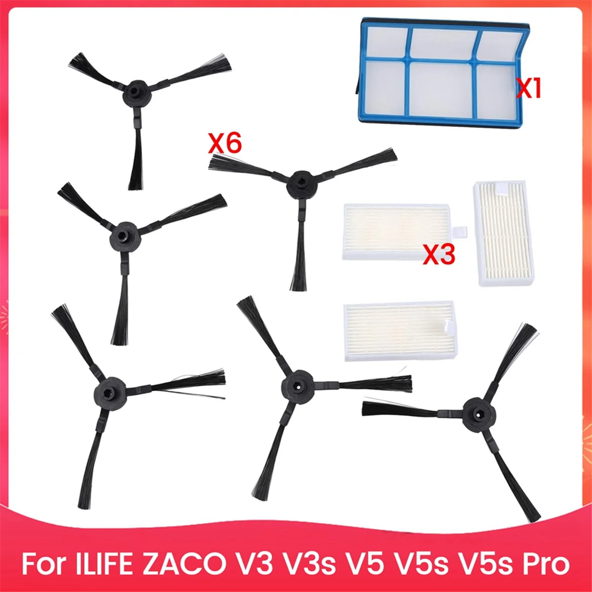 

AB32-Filter Brush Replacement Parts Accessory Set for ILIFE ZACO V3 V3s V5 V5s V5s Pro Vacuum Cleaner Parts