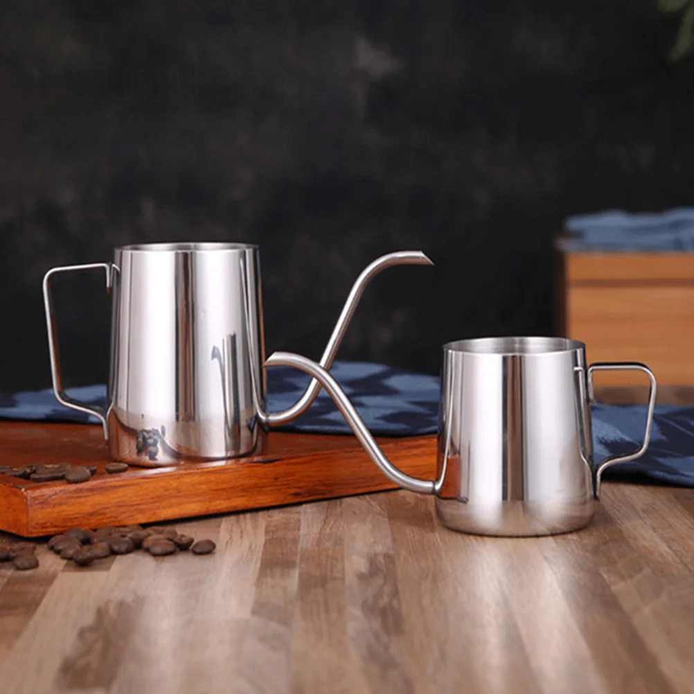 

1Pcs Stainless Steel Hand Brew Coffee Kettle Long Mouth Coffee Pot Practical Hot Cold Beverage Container for Tea Milk