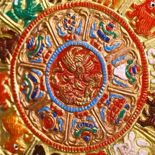 

Old China Collections Old Bronze Painted Zodiac signs Gossip Buddha Card Amulet sewn prayer flags Pendant Hanging screen