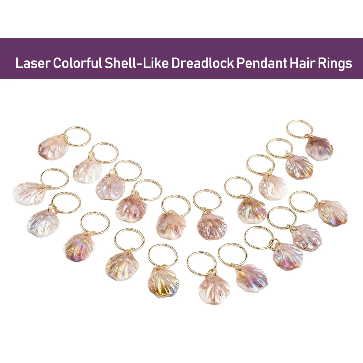 20 шт., аксессуары для волос для парика «сделай сам», дреды: кольца для волос с подвеской в виде пастельной ракушки, подходящие для вечеринок и танцев