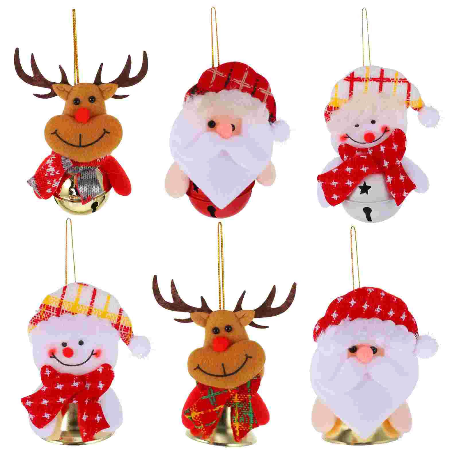 

6 Pcs Christmas Tree Decoration Elk Scene Ornaments Xmas Style Wreath Bell Decorations