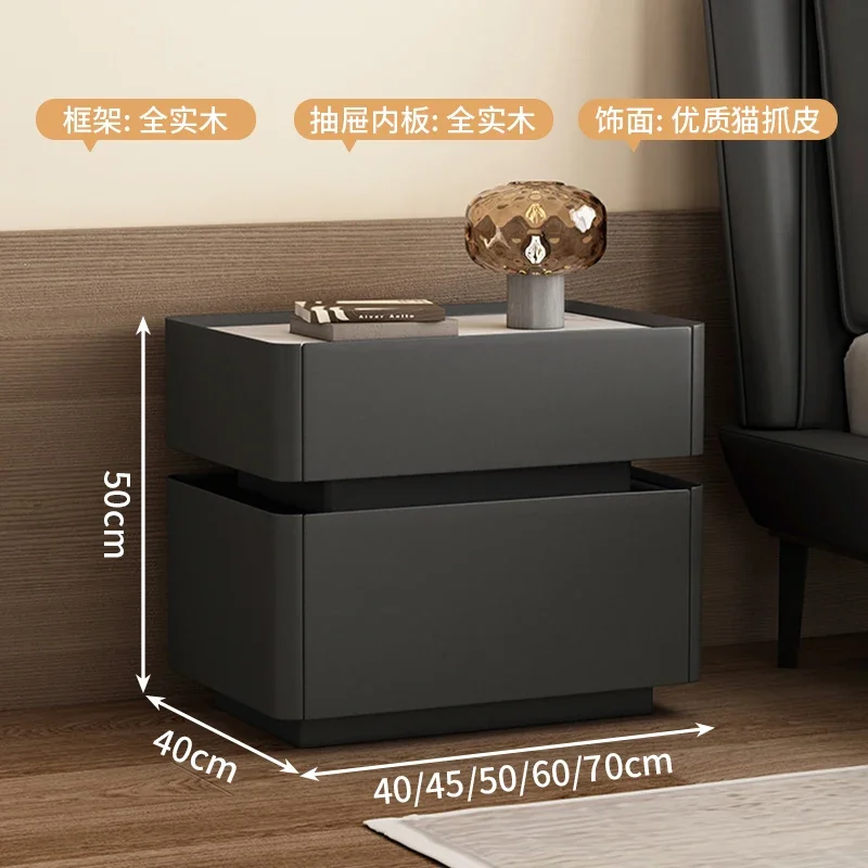 JJMinimalist Solid Wood Bedside Table Modern Simple Storage Locker