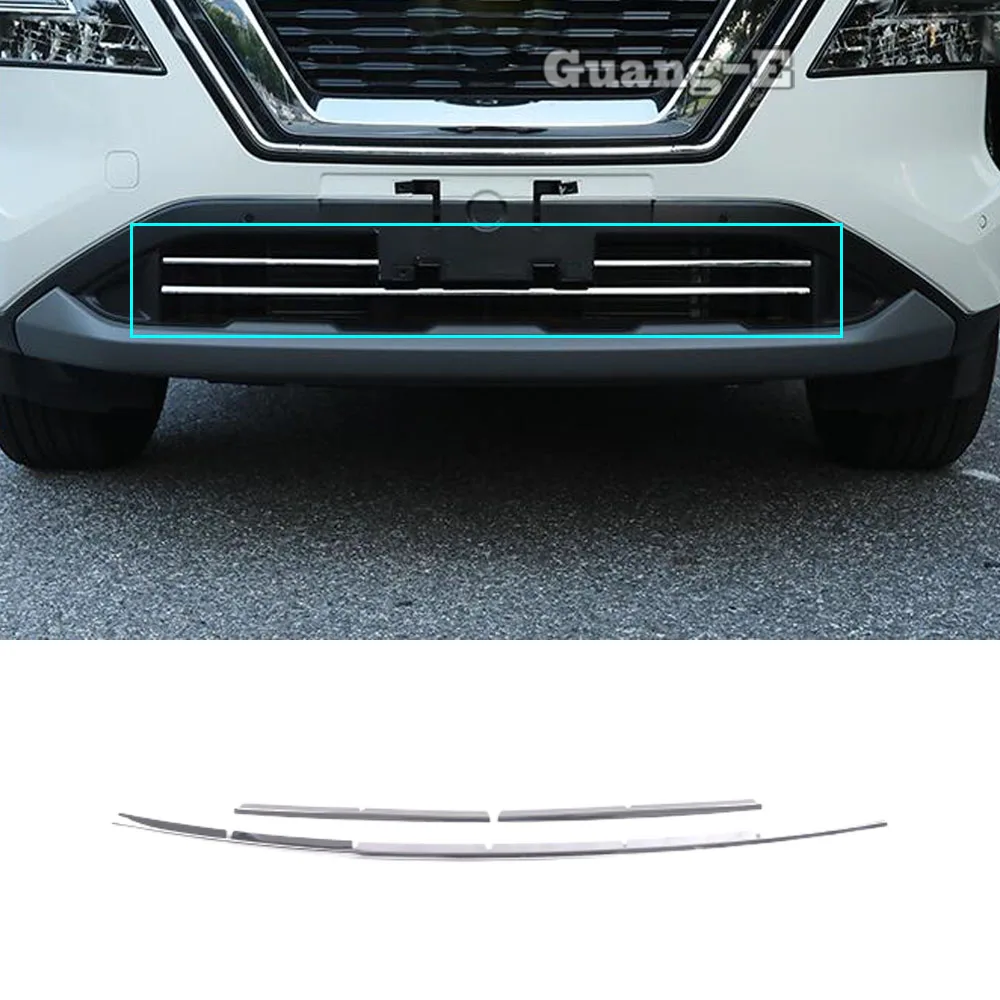 

For Nissan X-trail Xtrail Rogue T33 2021 2022 2023 2024 2025 Steel Front Bumper Lower Grille Trims Cover Exterior Accessories