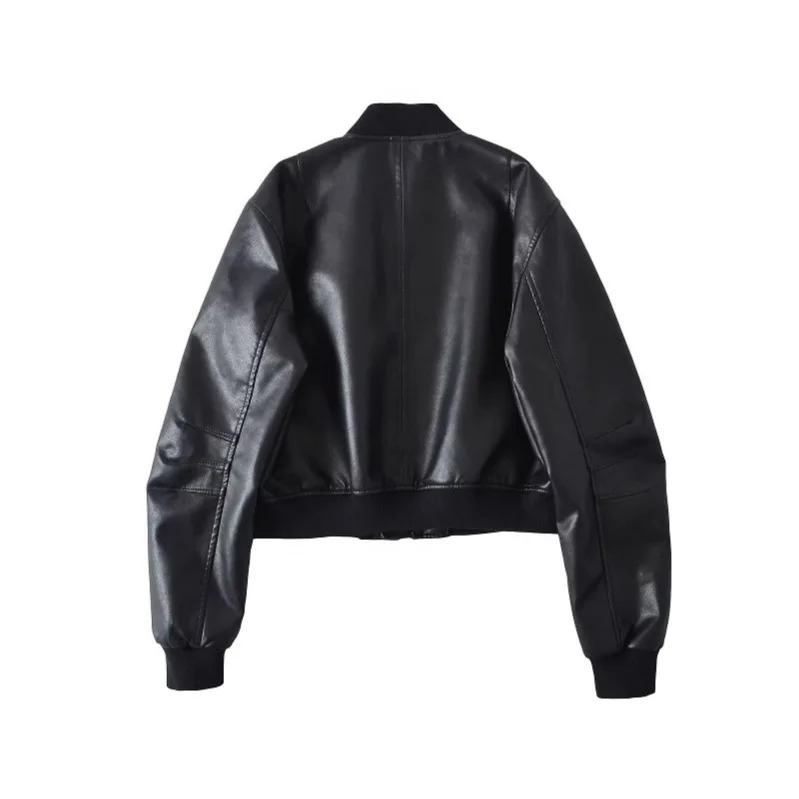 2025 New Women's Retro Motorcycle Leather Jacket Loose Casual Jacket